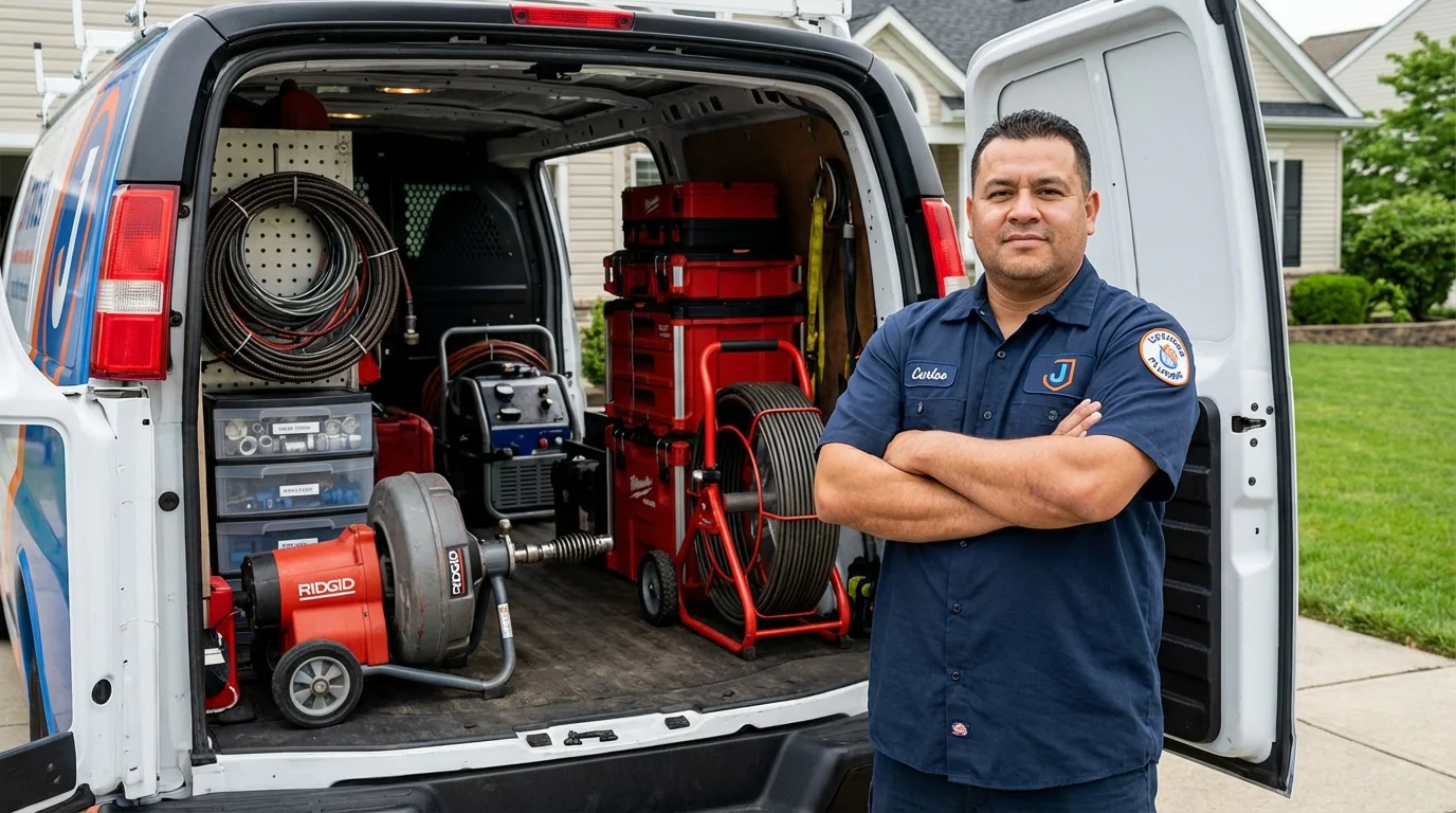 Professional drain cleaning equipment and Johns Plumbing LLC plumber in Broxton