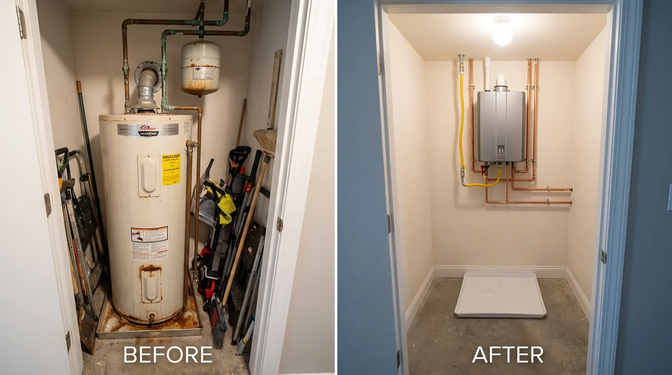 Tank water heater versus wall-mounted tankless unit comparison for Broxton, GA homeowners